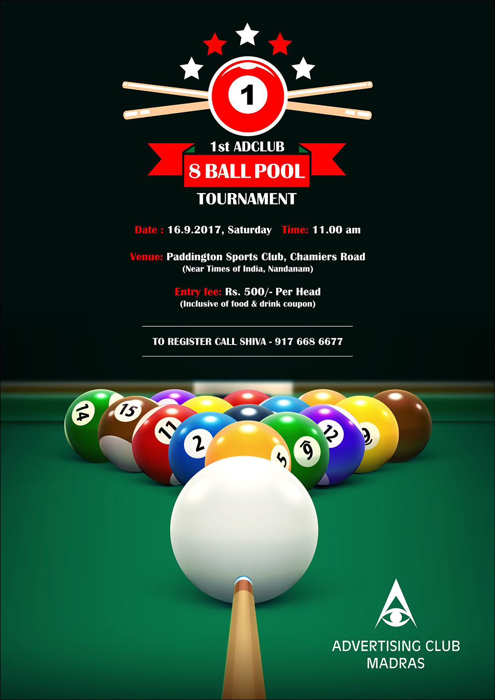 1st Ad Club 8 Ball Pool Tournament 2017