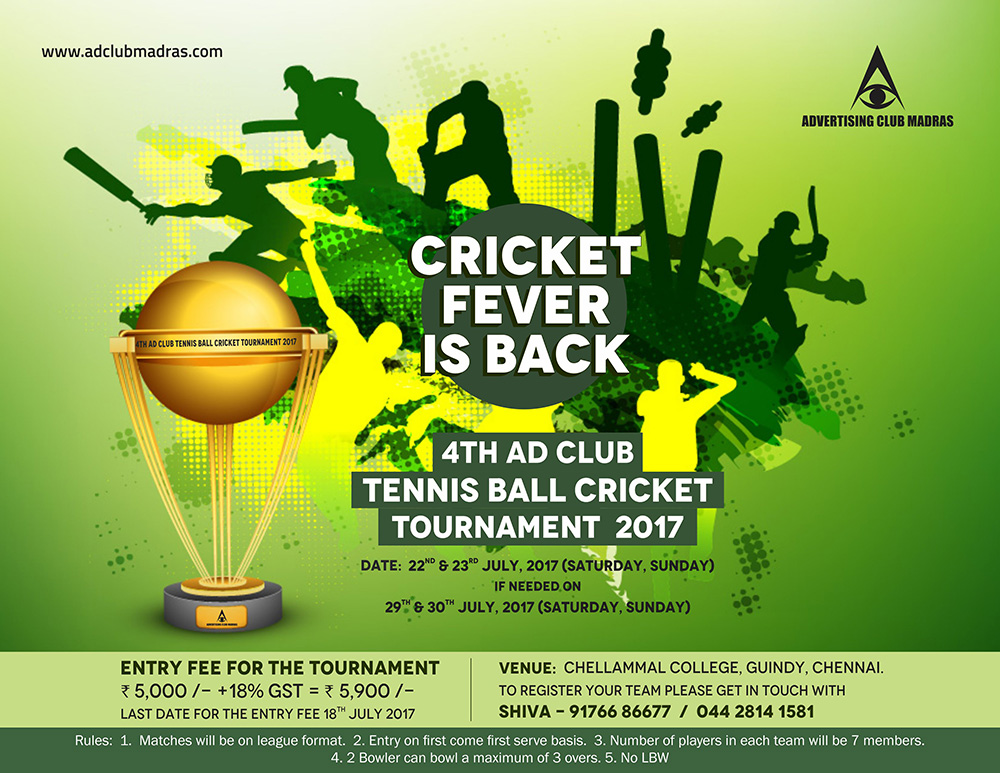 4th Ad Club Tennis Ball Cricket Tournament 2017
